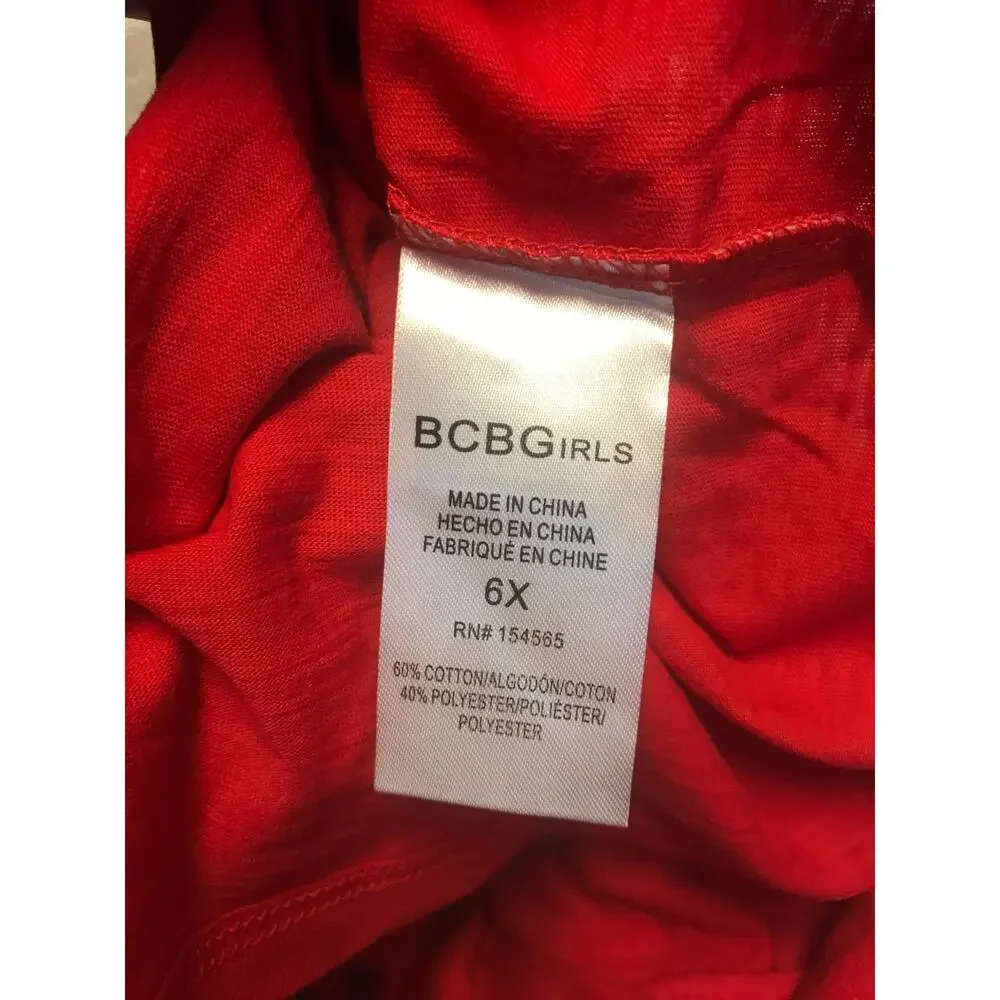 BCBGirls Red Short Sleeve T-Shirt Size 6X (Youth) Encouragement LOve Hope Heart